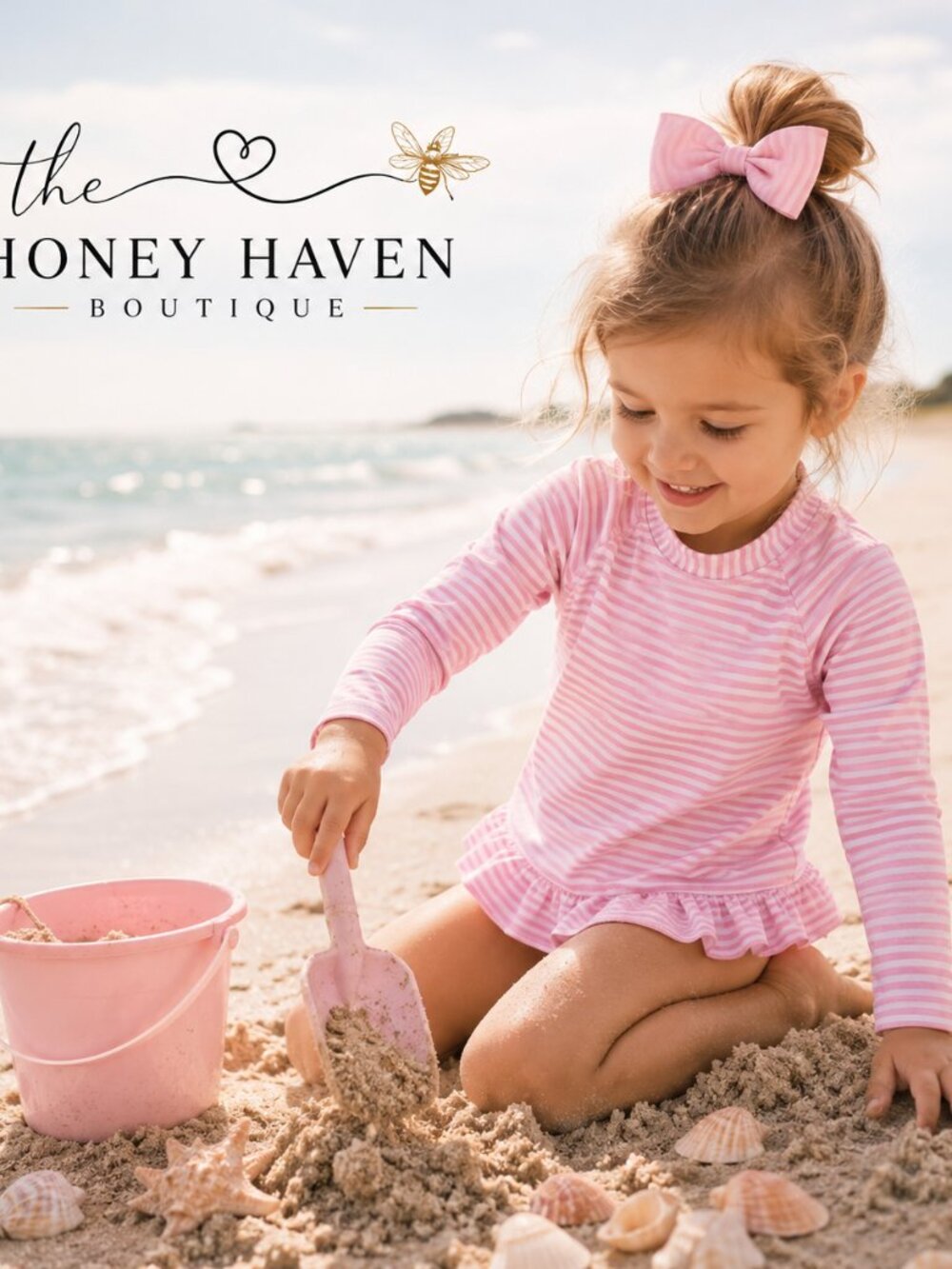 ☀️ Kids UPF50+ Ruffle Rash Guard Swim Top – Pink ☀️